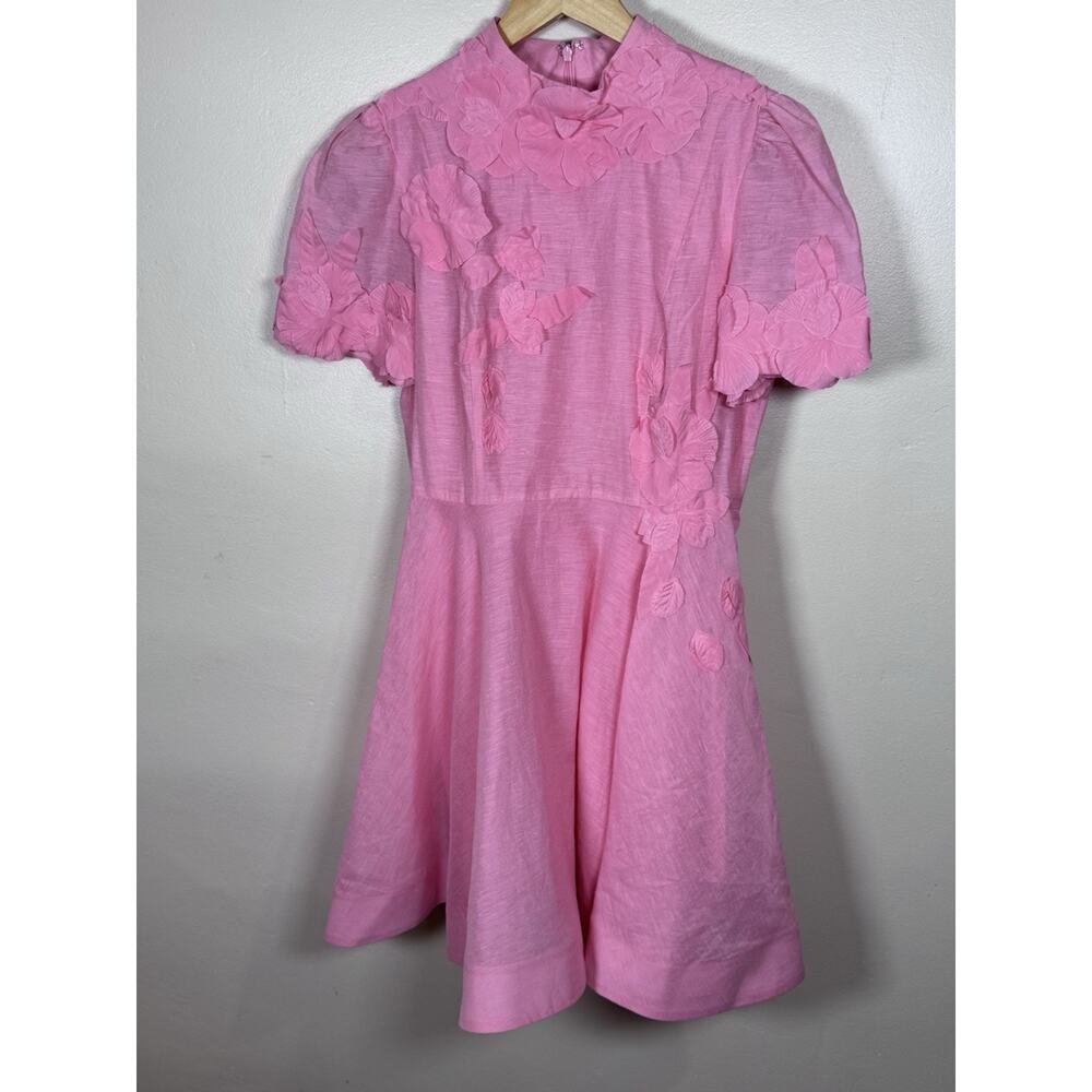 NWT Antonio Melani Dress 6 Pink Fit & Flare Formal Party Linen MSRP $299 Floral